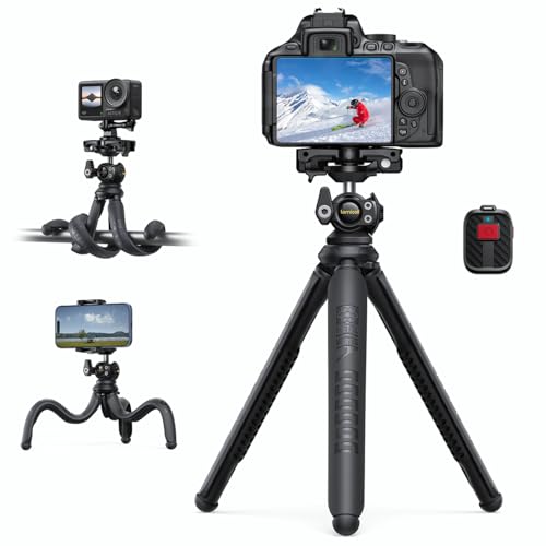 Lamicall Tripod for Camera - 3 in 1 Flexible Tripod for iPhone with Wireless Remote - iPhone Stand for Video Recording Vlogging Compatible with Smartphone, Small Digital Camera Dark Grey - style: NEW Upgraded - Silicone for Camera