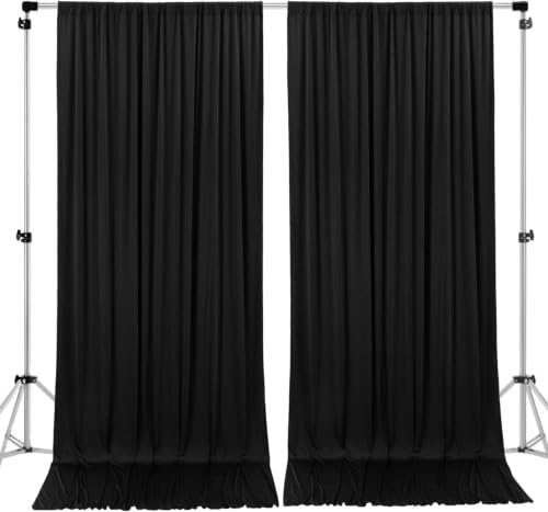 AK TRADING CO. 10 feet x 10 feet IFR Polyester Backdrop Drapes Curtains Panels with Rod Pockets - Wedding Ceremony Party Home Window Decorations - Black,(Pack of 24) - color: Black, size: 60"W x 120"L (Pack of 24)