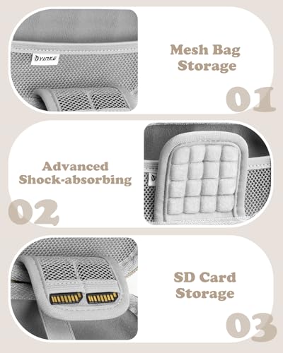 Digital Camera Case Compatible with CAMKORY DC403/ KODAK PIXPRO FZ55/ FZ45/ STUOGYUM DC402-AF, Small Hard Shell Bag with SD Card Storage for Travel (Beige - color: Beige