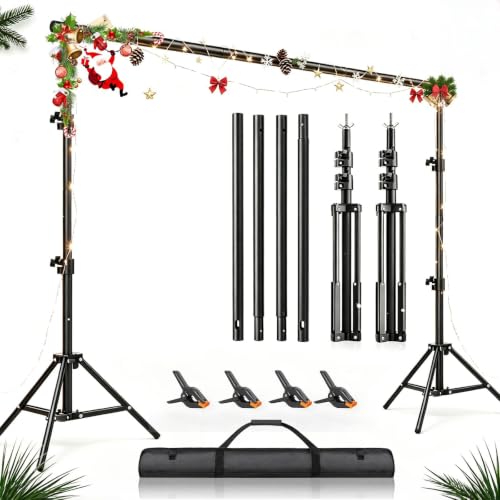 BEIYANG 6.5x10 FT Backdrop Stand, Adjustable Photo Background Stand Support kit with Carry Bag for Parties, Decoration, Wedding, Photo Video Studio Shooting - size: 6.5x10FT