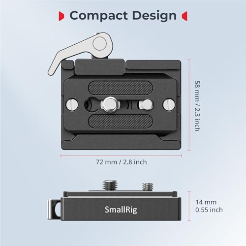 SmallRig Quick Release Mount Plate for Arca-Type, Baseplate Clamp with 1/4''-20 Threaded, 3/8''-16 Threaded and Lever - 2143B - style: Baseplate Clamp