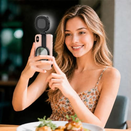 Magnetic Selfie Light Compatible with MagSafe, Foldable LED Phone Light with Mirror, 72 LEDs Stepless Brightness & Color Temperature, 360° Rotating Fill Light for Selfies, Makeup, TikTok, Zoom - color: Black-1