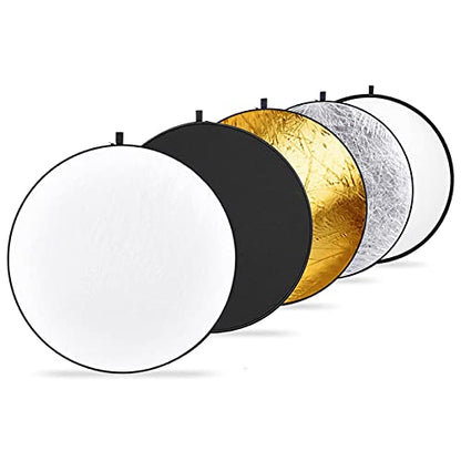 NEEWER 32 Inch/80 Centimeter Light Reflector Light Diffuser 5 in 1 Collapsible Multi Disc with Bag - Translucent, Silver, Gold, White, and Black for Studio Photography Lighting and Outdoor Lighting - size: 80cm