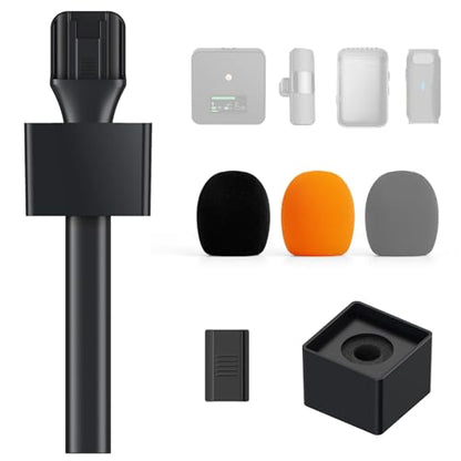 TONOR Handheld Adaptor for Interview Mic, Wireless Microphone Handle for Lavalier, Compatible with Rode, DJI and All Lav Mic, Microfono Stand with Flag Station, Foam, Rig for Vlogging, Reports, TP20 - style: 1 Pack
