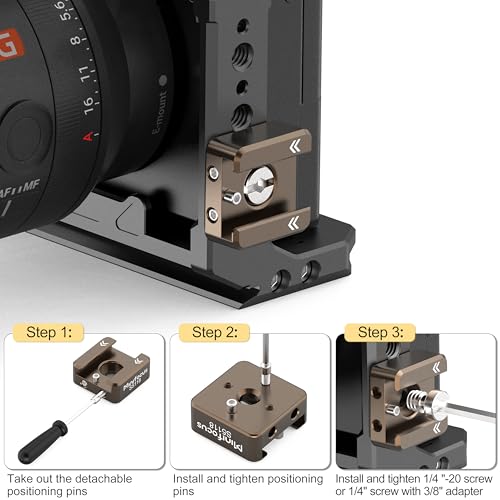 MINIFOCUS Cold Shoe Mount(2 Pack), 1/4"-20 Screw with Locating Pins Compatible for ARRI Standard Mounting Points, with 3/8"-16 Adapter for Camera Cage Flash LED Monitor Microphone - style: Sienna 2 PCS
