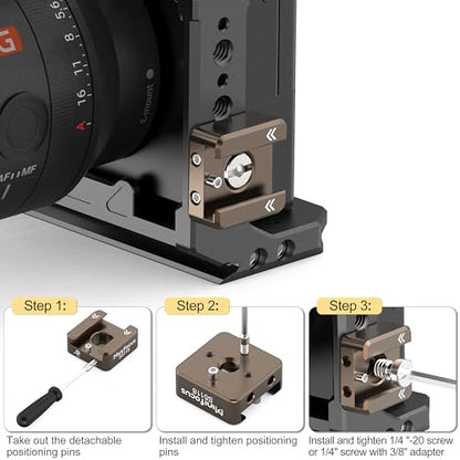 MINIFOCUS Cold Shoe Mount(4 Pcs), 1/4"-20 Screw with Locating Pins Compatible for ARRI Standard Mounting Points, with 3/8"-16 Adapter for Camera Cage Flash LED Monitor Microphone - style: Sienna 4 PCS
