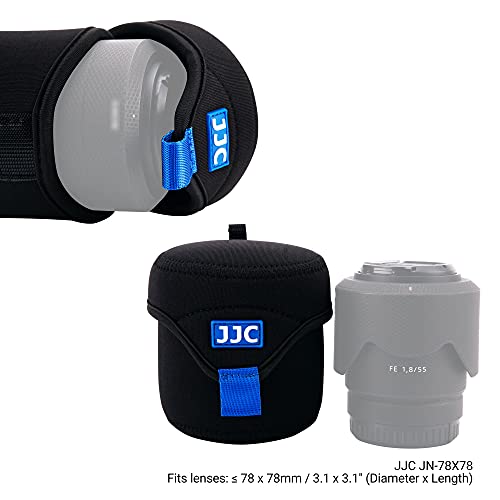 JJC Water Resistant Neoprene Camera Lens Pouch Case, Fold-Over Lens Bag for Mirrorless Lenses Up to 3.1 x 3.1 (D X H) for Sony FE 50mm f/1.8, Canon RF 35mm f/1.8, Fujifilm XF 23mm f/1.4 etc. - size: 3.1 x 3.1"
