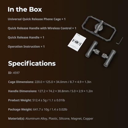 SmallRig Universal Quick Release Phone Cage Kit Basic, Aluminum Smartphone Video Rig Kit with Wireless Control Dual Handles and Phone Clip, for MagSafe, for iPhone 17 16 15 for Samsung for Pixel - style: Dual Handheld Kit