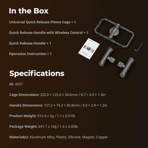 SmallRig Universal Quick Release Phone Cage Kit Basic, Aluminum Smartphone Video Rig Kit with Wireless Control Dual Handles and Phone Clip, for MagSafe, for iPhone 17 16 15 for Samsung for Pixel - style: Dual Handheld Kit