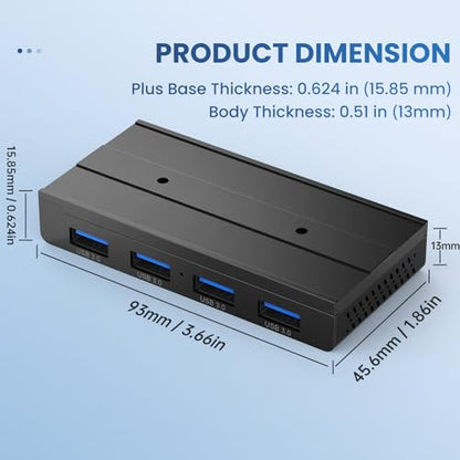 EJAY Magnetic USB 3.0 Hub, 4-Port Desk Mount USB Hub with 59in Data Cable, Industrial-Strength Magnetic Hub to Attach to a Desk/PC Case, Powered USB 3.0 Hub for PC, Mac, Desktop, Black - color: Black