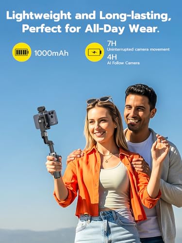 AOCHUAN Gimbal Stabilizer for iPhone, 4 in 1 Phone Gimbal w/360° Rotation for iPhone/Andriod Sefie Stick Tripod w/Auto Face Tracking and Wireless Remote for Vlogging-M3 Promini Black - color: Black