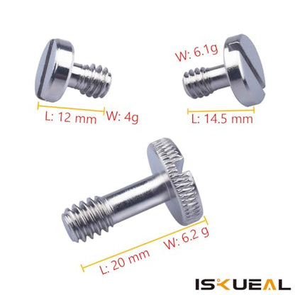 Xwell 1/4''-20 Slotted Screw, for Quick Release (QR) Plate or Camera Tripod Monopod (15 Pcs)