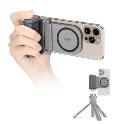 Phone Camera Grip with Remote for MagSafe iPhone 17 16 15 Pro Max | Magnetic snap-on grip, BT remote. 1/4" thread for tripod(NOT Included). for iPhone 17 Pro MagSafe travel Vlog Video Shooting - color: Magsafe Phone Grip-Gray