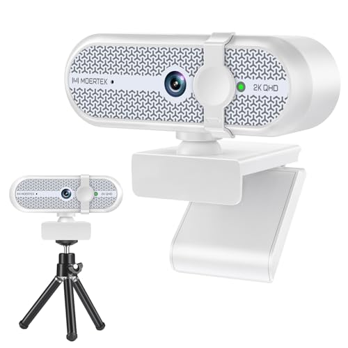 2K Webcam for PC, Webcam with Microphone and Tripod, Auto Light Correction, USB Camera Plug and Play, 90° Wide FOV, Privacy Cover, Works with Skype, Zoom, Meet, Teams, PC, Laptop, Mac, Tablet - style: 2K Webcam with Tripod and Mic