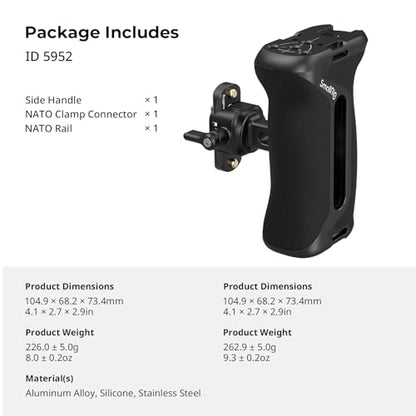 SmallRig Aluminum Camera Side Handle with NATO Clamp, Universal Ergonomic Side Handgrip with 36mm Vertical Adjustment, NATO Rail Included - style: NATO Side Handle