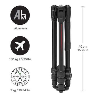 Manfrotto Befree Advanced AS, Camera Tripod, Twist Lock, Compatible with Arca-Swiss, Portableand Compact, Alumiium, Travel Tripod Kit, Ball Head, for DSLR, Mirrorless, Camera Accessories - style: Befree Adv Arca-Swiss Twist Alu