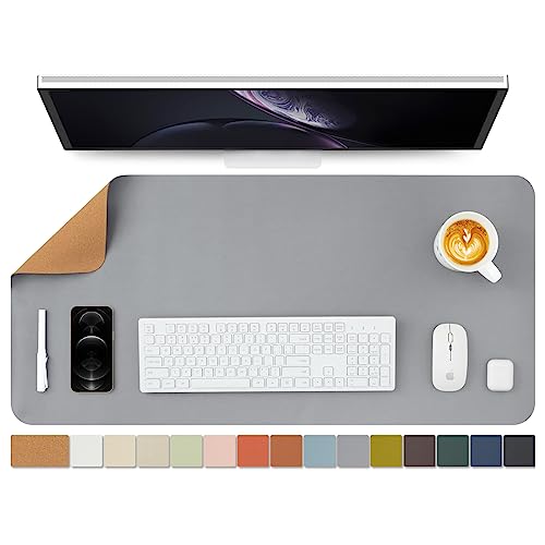 Cork Desk Mat - Dual-Sided Desk Pad for Office and Home - Desk Organization and Accessories - Ideal for Large Mouse Pad and Desk Mats on Top of Desks(Gray,36"x 17") - color: Gray, size: 36" x 17"