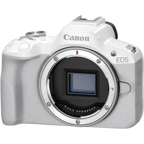 Canon EOS R50 Mirrorless APS-C Interchangeable Lens Camera | Official Canon USA Partner Model | Body White 5812C002 Bundle with Deco Gear Photography Bag + Microphone + Tripod + Photography Guidebook - color: Snow