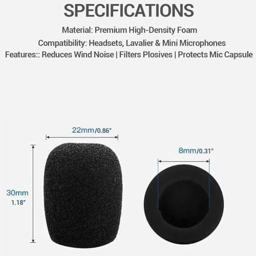 7 Pcs Lapel Microphone Clips Replacement Kit, 2Pcs Lavalier Mic Clips Plastic Tie Clips Lavalier Microphone Clips, 5 Pcs Windscreen Foam Cover and 2 Pcs Wire Clips