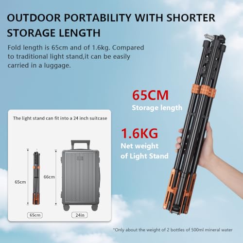 Light Stand Photography with Air-Cushioned,9ft/2.75m Adjustable Aluminum Heavy Duty Tripod Stand Studio Sturdy Tripod for Speedlite Flash Softbox Strobe Light Camera max Load 17lbs