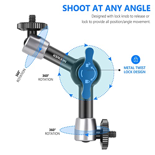 NEEWER 5.9"/15cm Adjustable Friction Magic Arm with 1/4" Screw on Both Ends, Compatible with SmallRig Cage, Flash/LED Light/Microphone/Monitor/SuperClip, Max Load 4.4lb/2kg, ST15 - style: 5.9"/15cm