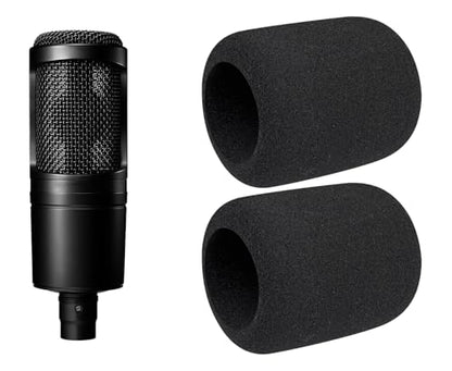 SOULWIT 2Pcs Pop Filter for Audio-Technica ATH AT2020/AT2050/AT4040 Cardioid Condenser, Protective Mic Cover Windscreen Foam - Black