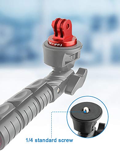 Aluminum-Tripod Adapter Attachment- Bolt -Adapter for Monopod Mount with Aluminum CNC Thumbscrew Compatible Gopro Hero 13 12 11 10 9 8 DJI Osmo Insta360 AKASO and Other Action Camera（RED） - color: RED