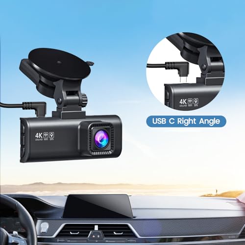 weishan USB C Dash Cam Power Cord, USB to 90-Degree USB-C Charging Cable for Dashcam Rear View Mirror Camera, 11.5ft Long Charger Wire - style: USB-A to USB-C