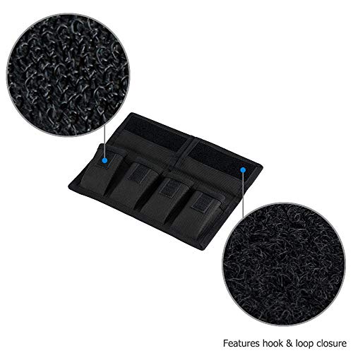 Camera Battery Pouch Holder Case for 4 PCS Sony NP-F550 NP-FW50 NP-FZ100 NP-BX1 Canon LP-E6 LP-E8 LP-E10 LP-E12 LP-E17 Fuji NP-W126 Nikon EN-EL14 EN-EL15 with Zipped Pocket to Store SD TF XQD CF Cards - size: 4 Slot+2 Zippered Pockets