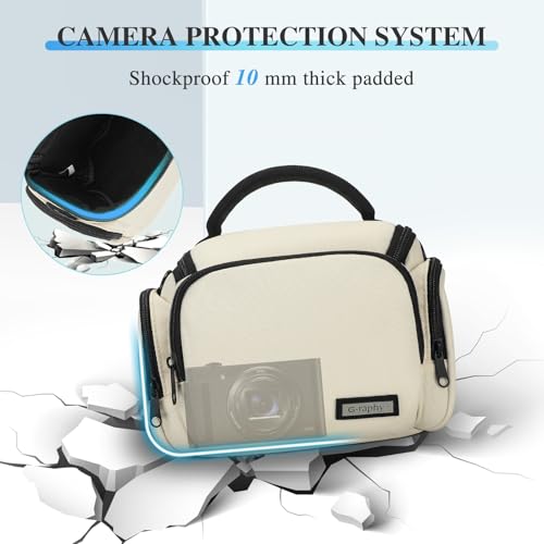 G-raphy Camera Bag Case Compact Lightweight Shoulder Crossbody Sling Photography Bags for Nikon Canon Sony DSLR SLR Mirrorless with Removal Straps (Beige) - color: Beige