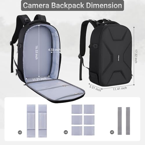 MOSISO Camera Backpack, DSLR/SLR/Mirrorless Photography Backpack, Camera Bag with Tripod Holder&15.6 inch Laptop Compartment&Rain Cover Compatible with Canon/Nikon/Sony/DJI Mavic Drone, Black - color: Black