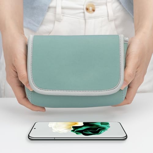 LENTION Mint Green Neoprene Tech Pouch, Portable Travel Organizer for MacBook Power Adapter, Power Bank, Charger, Cable & Small Electronics - color: Mint Green