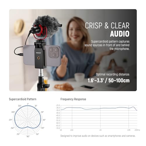 NEEWER Plug & Play Vlog Microphone for Camera, 20-20KHz Mini Supercardioid Mic Compatible with Sony Canon Nikon iPhone Samsung Android Tablet Mac with 3.5mm TRS USB C OTG Shock Mount Windscreen, VM10 - style: VM10