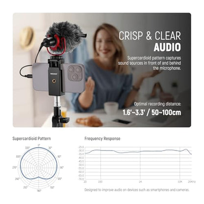 NEEWER Plug & Play Vlog Microphone for Camera, 20-20KHz Mini Supercardioid Mic Compatible with Sony Canon Nikon iPhone Samsung Android Tablet Mac with 3.5mm TRS USB C OTG Shock Mount Windscreen, VM10 - style: VM10