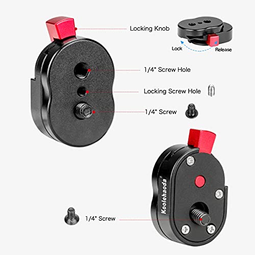 Koolehaoda Mini Quick Release Plate System with 1/4" Screw, Universal | For Camera Tripod, Gimbal, Monopod, Video Monitor, Magic Arm, Flash Bracket, Stabilizer, Compact Lightweight Design - color: Mini Quick Release System