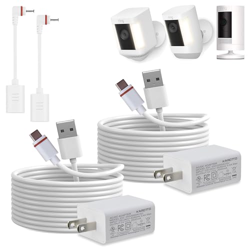 10Ft USB-C Power Cord with Adapter Compatible with Ring Pan-Tilt Mount/Ourdoor Cam Plus/Stick Up Cam Battery Pro/3rd Gen/2nd Gen/Plug-in, Spotlight Cam Battery Plus -2PACK - size: 2PACK