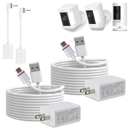 10Ft USB-C Power Cord with Adapter Compatible with Ring Pan-Tilt Mount/Ourdoor Cam Plus/Stick Up Cam Battery Pro/3rd Gen/2nd Gen/Plug-in, Spotlight Cam Battery Plus -2PACK - size: 2PACK