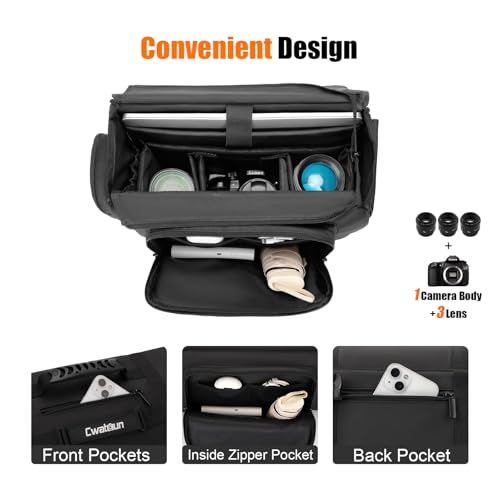 Cwatcun Camera Sling Bag, Waterproof Multifunction Photography Tactica Camera Crossbody Bag with Tripod Holder & Removable Accessory Bags for DSLR/SLR/Mirrorless Cameras - Medium - size: Medium