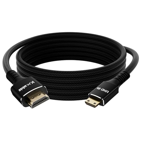 8K Mini HDMI to HDMI Cable 4FT, Bidirectional, 8K@60Hz, 4K@120Hz, Braided & Aluminum Shell, Compatible with Camera, Camcorder, Portable Monitor, Laptop, Tablet, Graphics Card, Raspberry Pi Zero W - size: 4FT, style: Straight angle