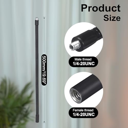 20-Inch Flexible Gooseneck Tubing, 1/4"-20 Female to Male Thread Universal Arm Gooseneck Extension Holder for Microphone, Tripod Phone, Camera, LED Video Lights - color: 1 Pack, size: 20 Inch