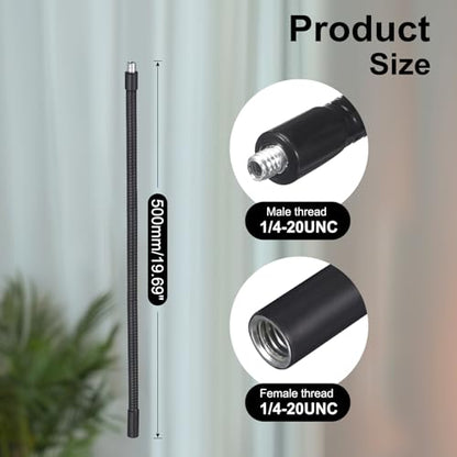 20-Inch Flexible Gooseneck Tubing, 1/4"-20 Female to Male Thread Universal Arm Gooseneck Extension Holder for Microphone, Tripod Phone, Camera, LED Video Lights - color: 1 Pack, size: 20 Inch