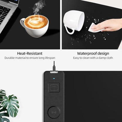 Mouse Pad with Wireless Charging, Gaming Mouse Pad with Ultra-Smooth Surface, Large XXL Desk Mat, Non-Slip Mouse Mat, Waterproof Computer Keyboard Pad for Gaming, Desk, Office, PC, 800x300x4MM, Black - color: Black - 31.5"x11.8"