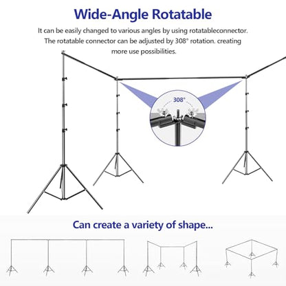 SLOW DOLPHIN Photo Studio Background Stand Support Kit Backdrop Stand, 40ft (Wide) x 8.5ft (Tall) Square Large Adjustable Backdrop Stand with Rotatable Connector, Carry Bag, Sand Bags Clamps.