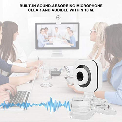 125 Web Camera, Full USB Webcam, USB FHD Web Computer Camera Built-in Microphone with Transparent Clip, Suitable for Online Teaching, Laptop PC Desktop