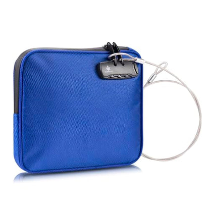 KOSMCCO Beach Locking Bag, Portable Safe, 9x7.5 Inch, Blue | Anti-Theft Design, Security Cable Included, Holds Phone Wallet and Keys, Ideal for Beach Pool Cruise and Travel - color: Blue