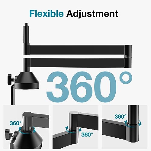 InnoGear Low Profile Mic Arm, 360° Rotatable Microphone Arm Stand Foldable Desk Mic Boom Arm for Fifine AM8 K669B Blue Yeti HyperX QuadCast SoloCast AT2020 and Other Mics - color: Black, style: 2-Axis Arm