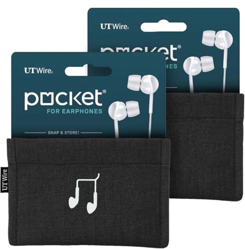UT Wire [2-Pack Pocket Snap & Store Earphone Case Pouch, Black with Solid Grey Interior - color: Black, size: Earbud Case | 2 Pack