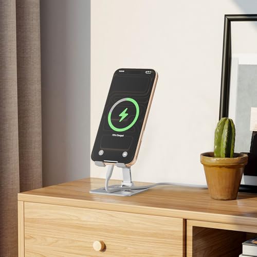 Desktop Phone Stand, Dual Folding Adjustable Mobile Phone Holder, Portable Universal Stand for iPhone & Samsung All Phones