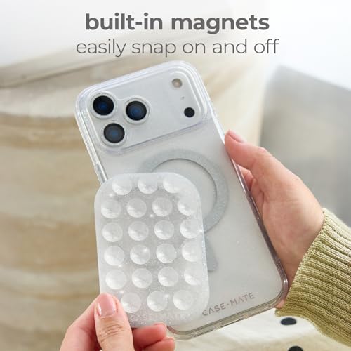 Case-Mate Stick it! Magnetic Suction Mount - Snap-on iPhone Holder - Detachable for MagSafe - Hands-Free Content Creator Essentials for iPhone 17 Pro Max/16 Pro Max/ 15 Pro Max/14 Pro Max - Twinkle - color: Twinkle
