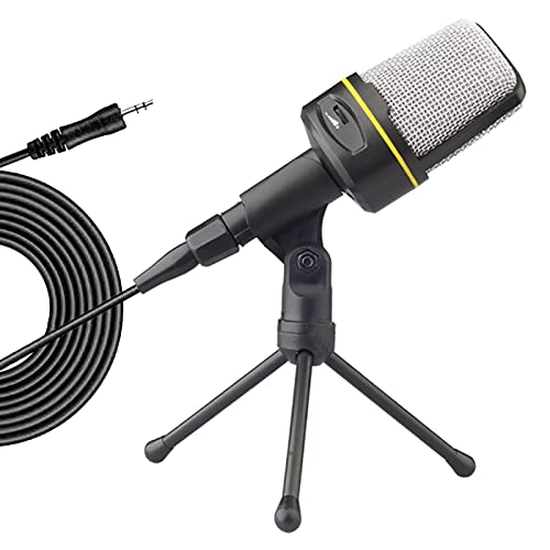 SF-920 Professional Condenser Microphone 3.5mm Corded Studio Capacitive Mic with Tripod Stand for PC Desktop Computer Gaming Condenser Microphone with Adjustable Holder